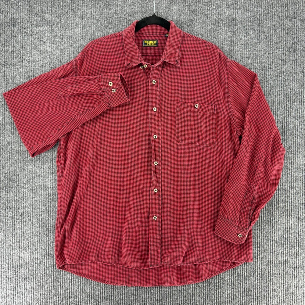 Vintage Osh Kosh B'Gosh houndstooth button down flannel shirt Mens XLT workwear